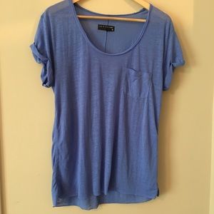 Rag & Bone Knit Burnout Pocket Tee T-shirt Blue -M